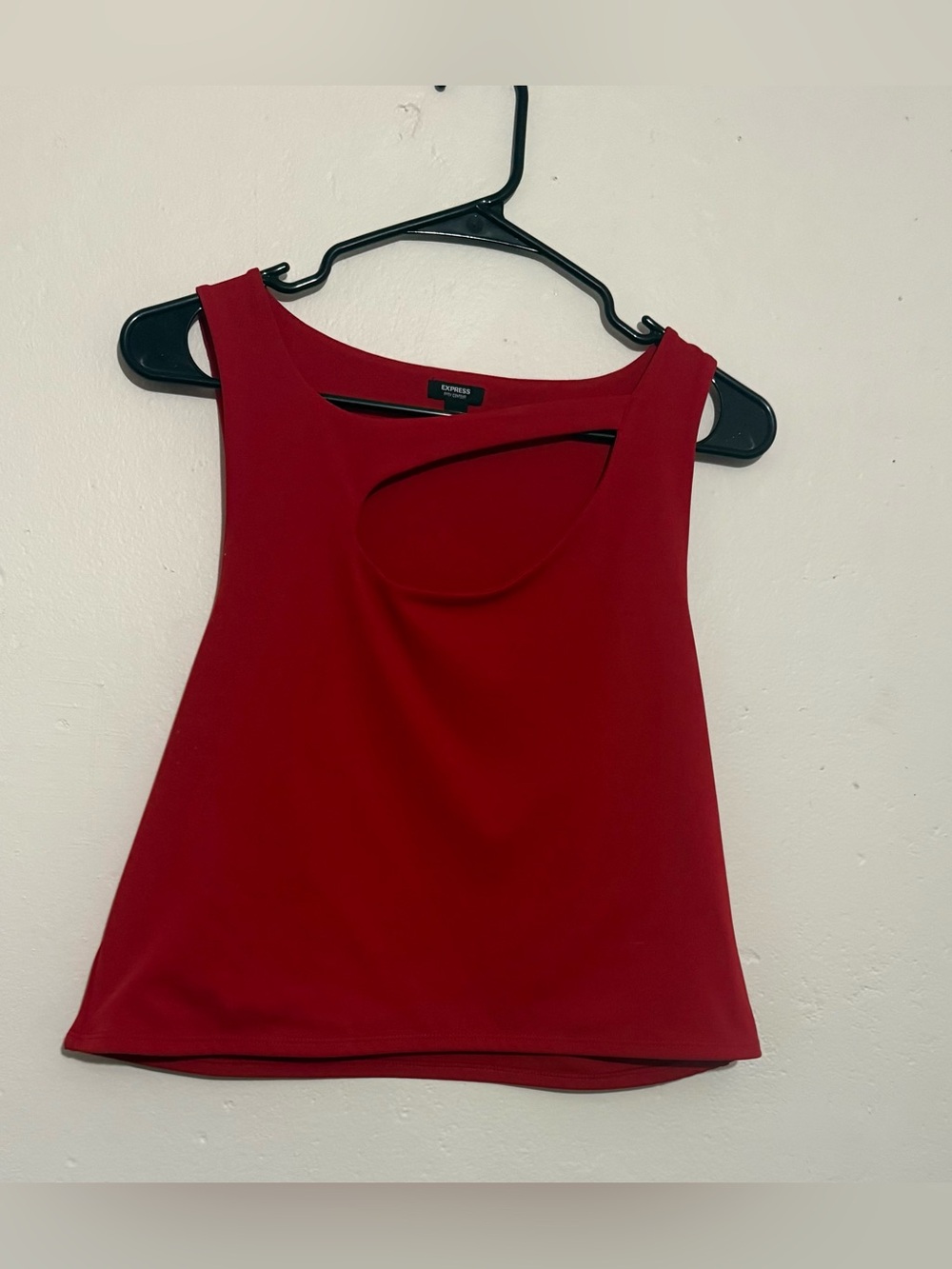 Express Crimson Asymmetrical Cutout Tank Top